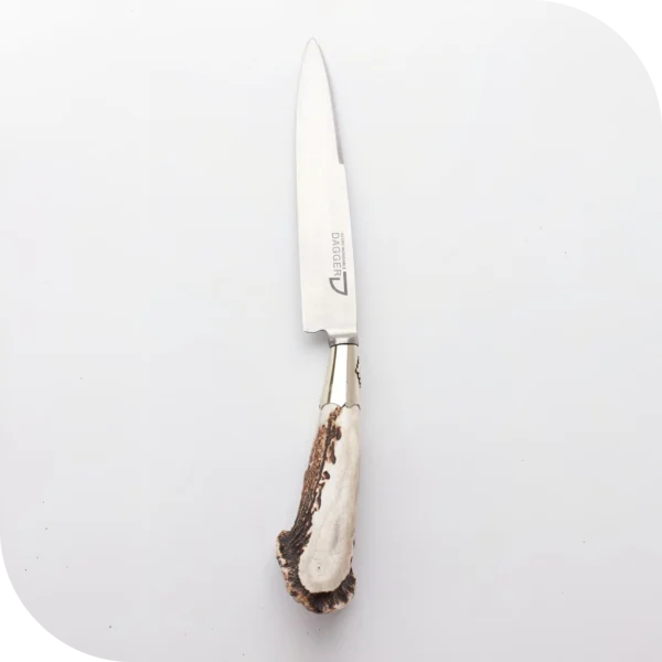 CUCHILLO 30 CM CIERVO ENTERO C/PUNTERAS DE ALPACA Y DIJE