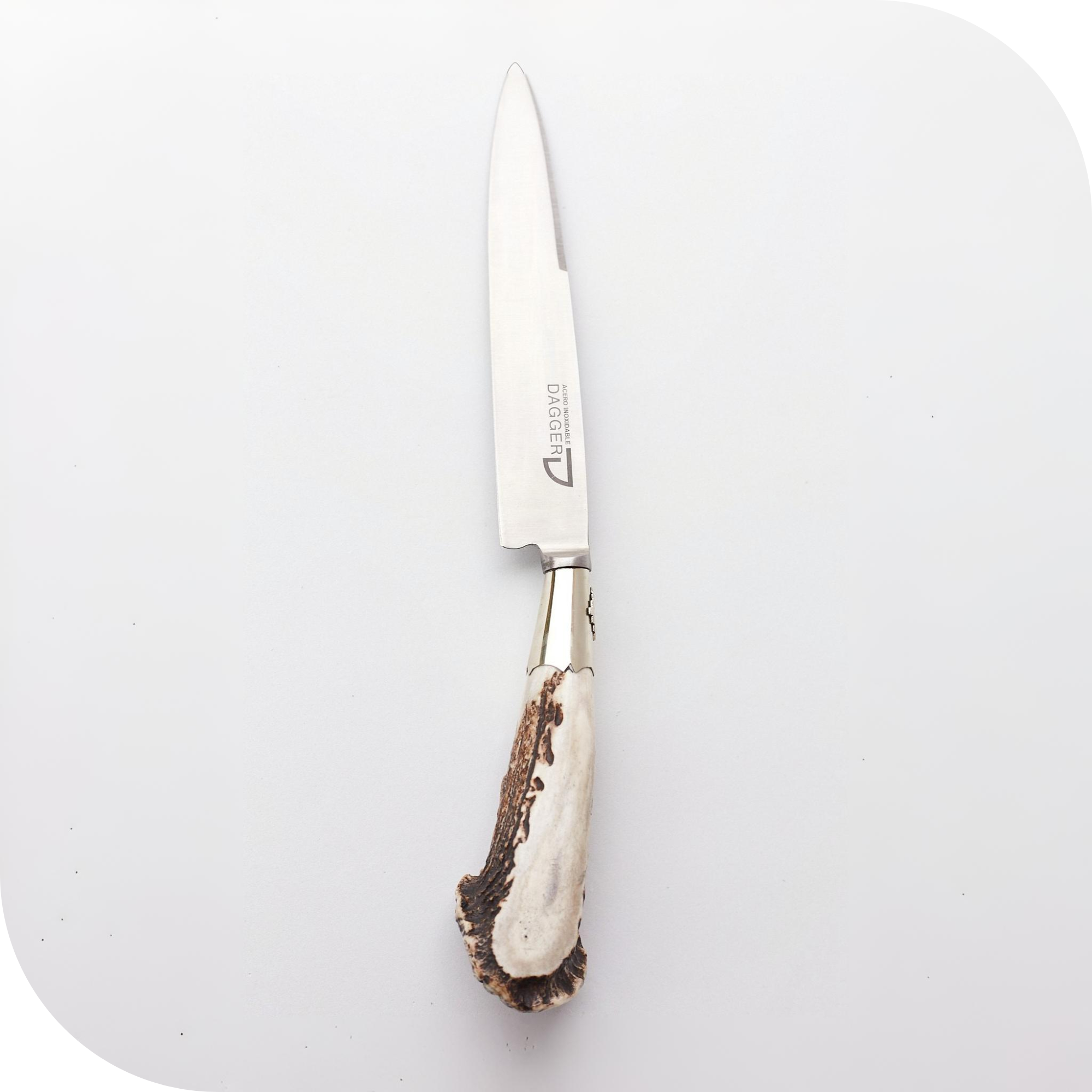 CUCHILLO 30 CM CIERVO ENTERO C/PUNTERAS DE ALPACA Y DIJE
