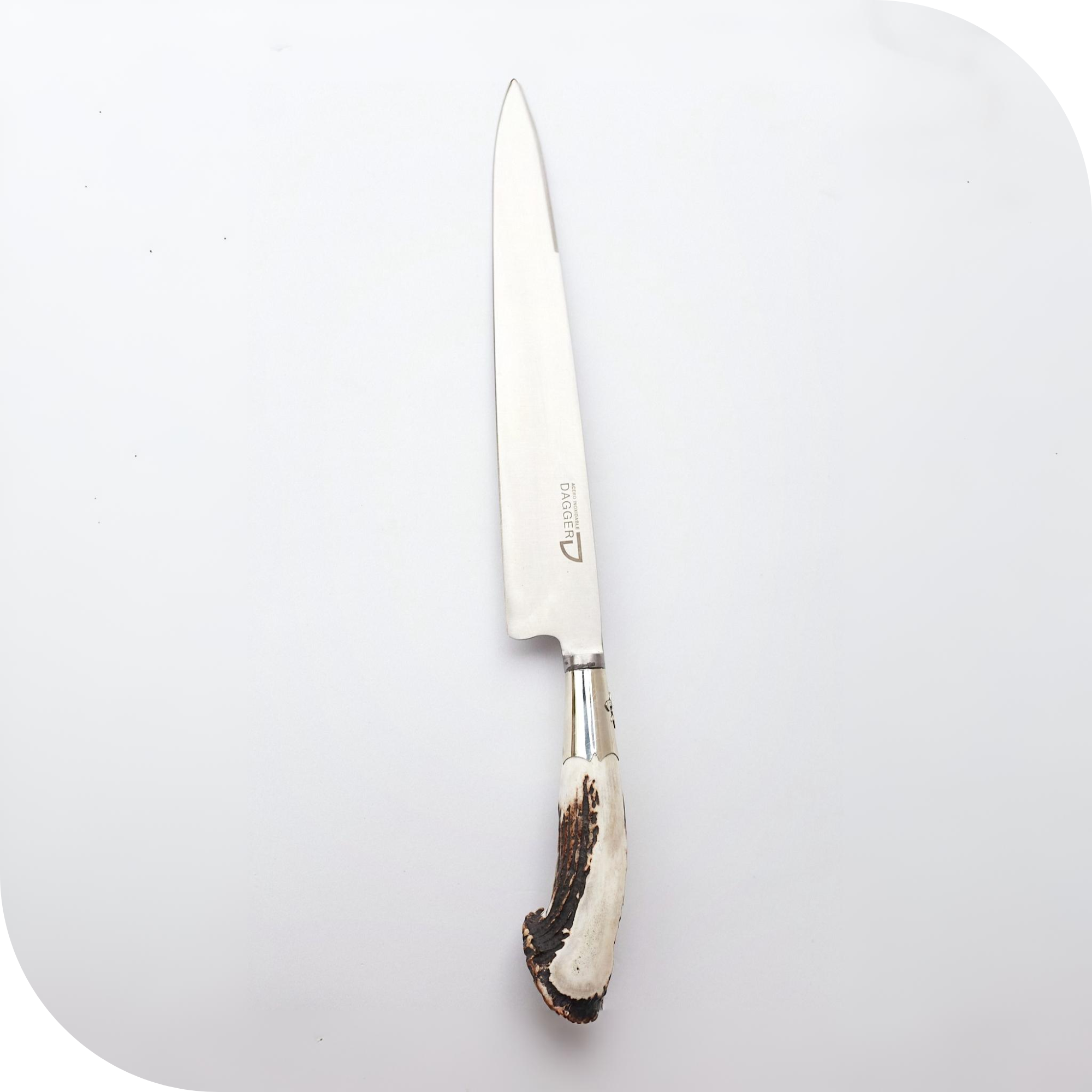 CUCHILLO 26 CM CIERVO ENTERO C/PUNTERAS DE ALPACA Y DIJE
