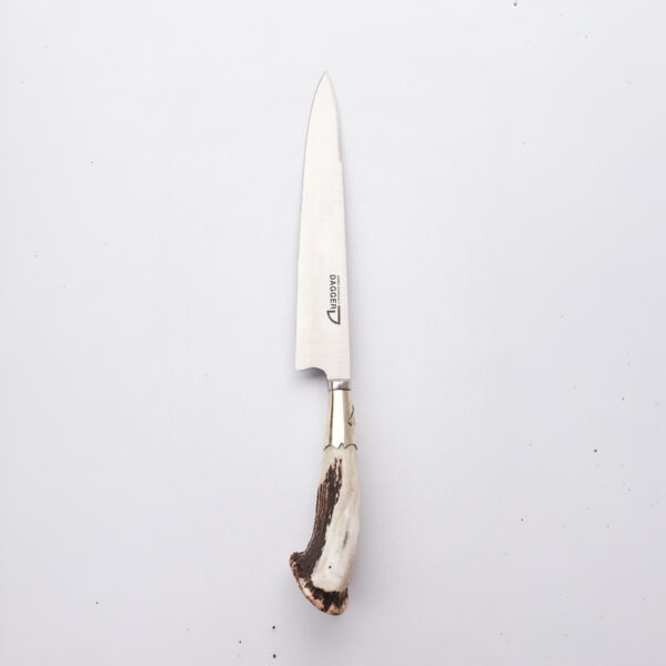 CUCHILLO 20 CM CIERVO ENTERO C/PUNTERAS DE ALPACA Y DIJE
