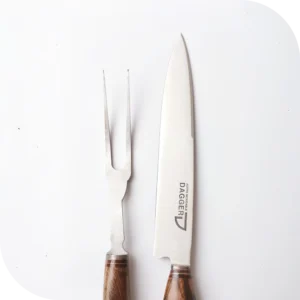 JUEGO DE TRINCHAR 20 CM CIERVO Y MADERA