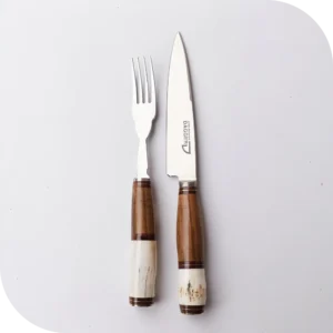 JUEGO DE ASADO 14 CM CIERVO Y MADERA