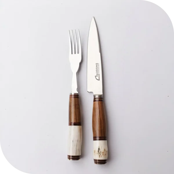 JUEGO DE ASADO 14 CM CIERVO Y MADERA