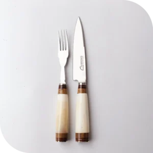 JUEGO DE ASADO 14 CM HUESO ENTERO BLANCO