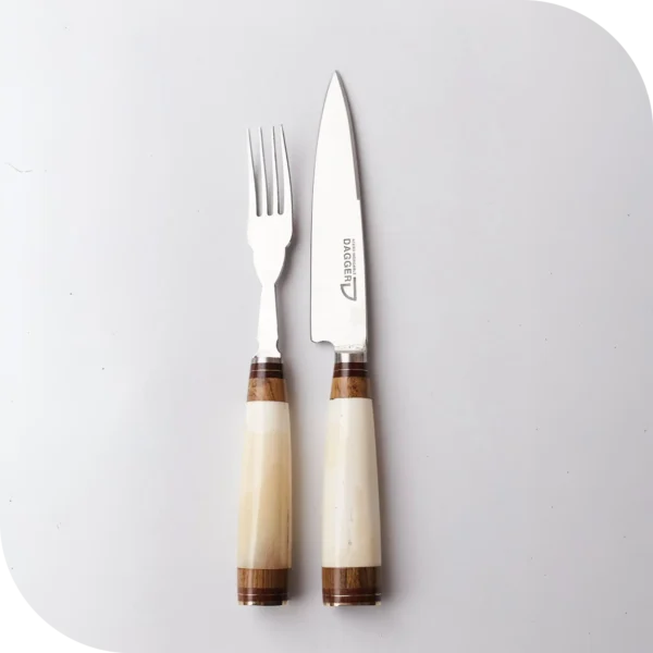 JUEGO DE ASADO 14 CM HUESO ENTERO BLANCO