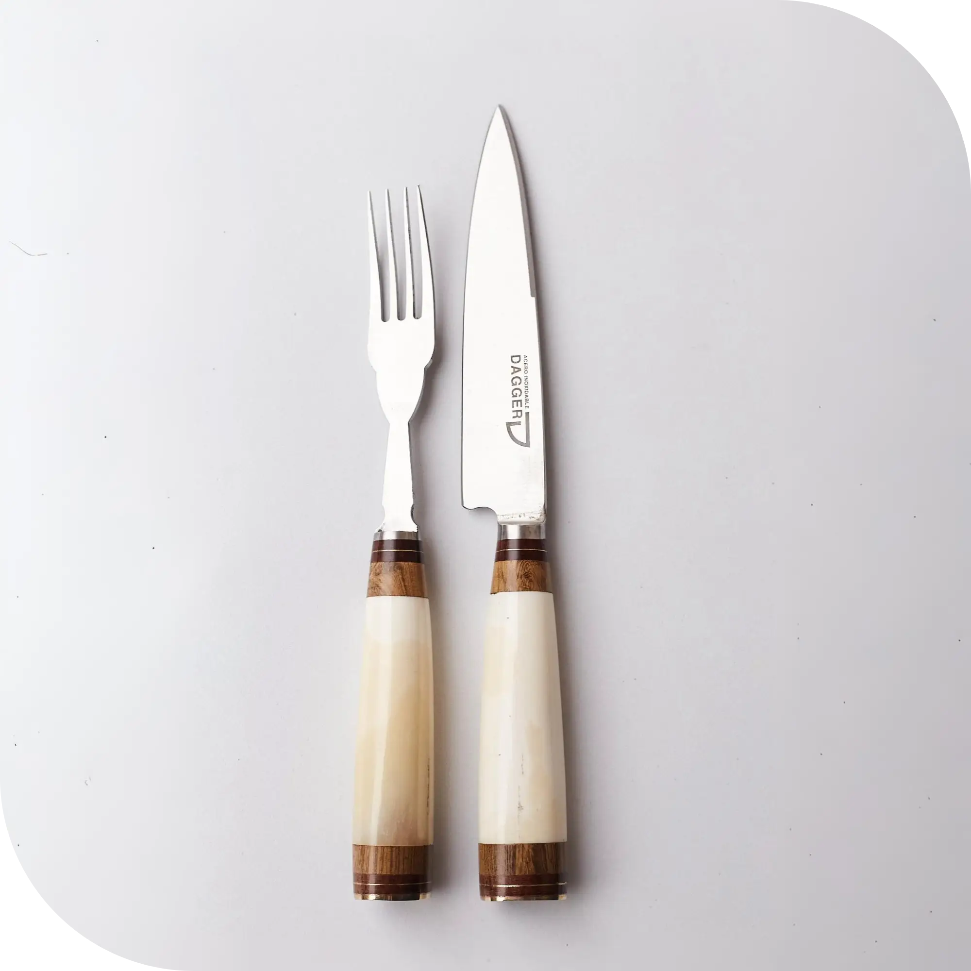 JUEGO DE ASADO 14 CM HUESO ENTERO BLANCO