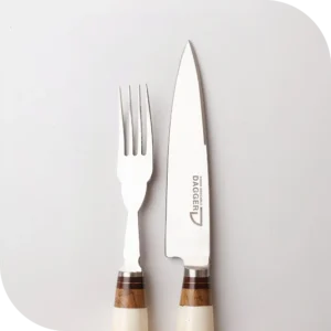 JUEGO DE ASADO 14 CM HUESO ENTERO BLANCO