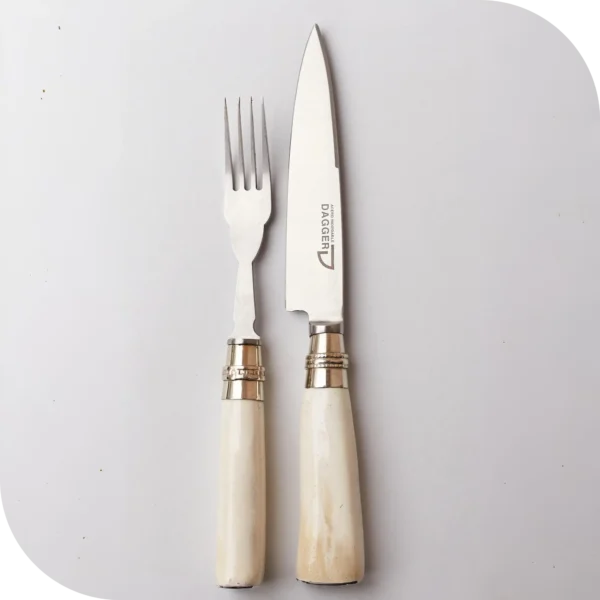 JUEGO DE ASADO 14 CM HUESO Y ALPACA